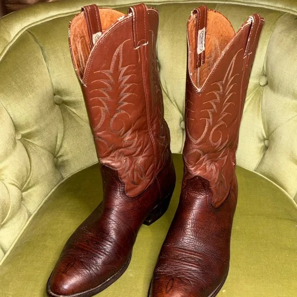 Nocona Men’s 12D Brown Leather Cowboy Western Boots USA Made - Picture 9 of 10